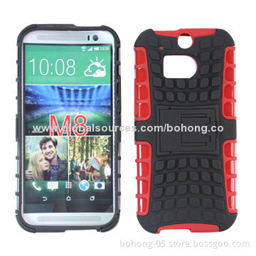 2-in-1 Cases for HTC M8, PC + TPU with Kickstand, Various Colors Available